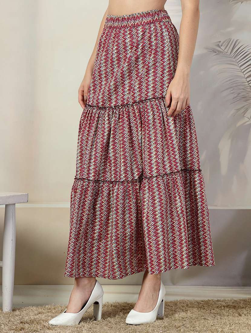 Women Printed High Rise Tiered Skirt - 22330335 -  Standard Image - 1
