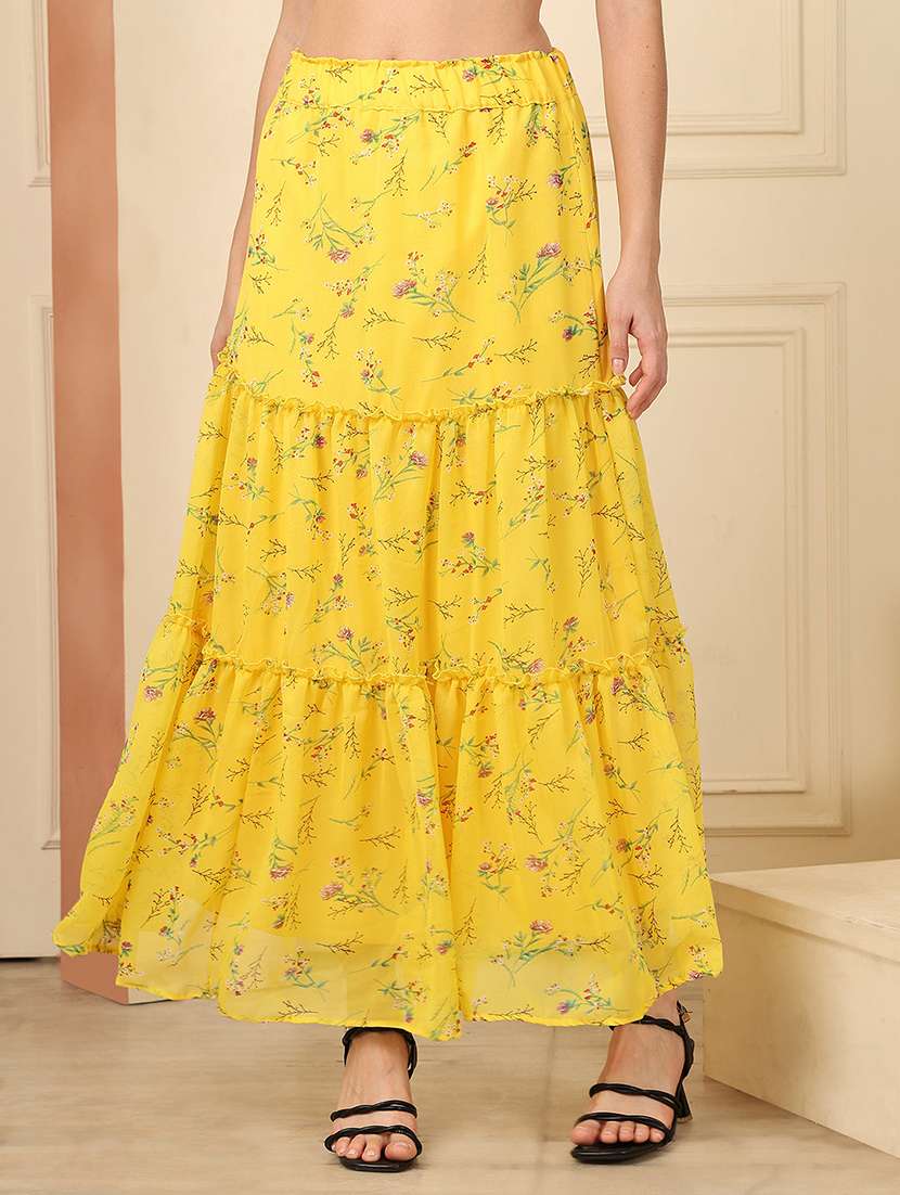 women printed high rise tiered skirt - 22330357 -  Standard Image - 1
