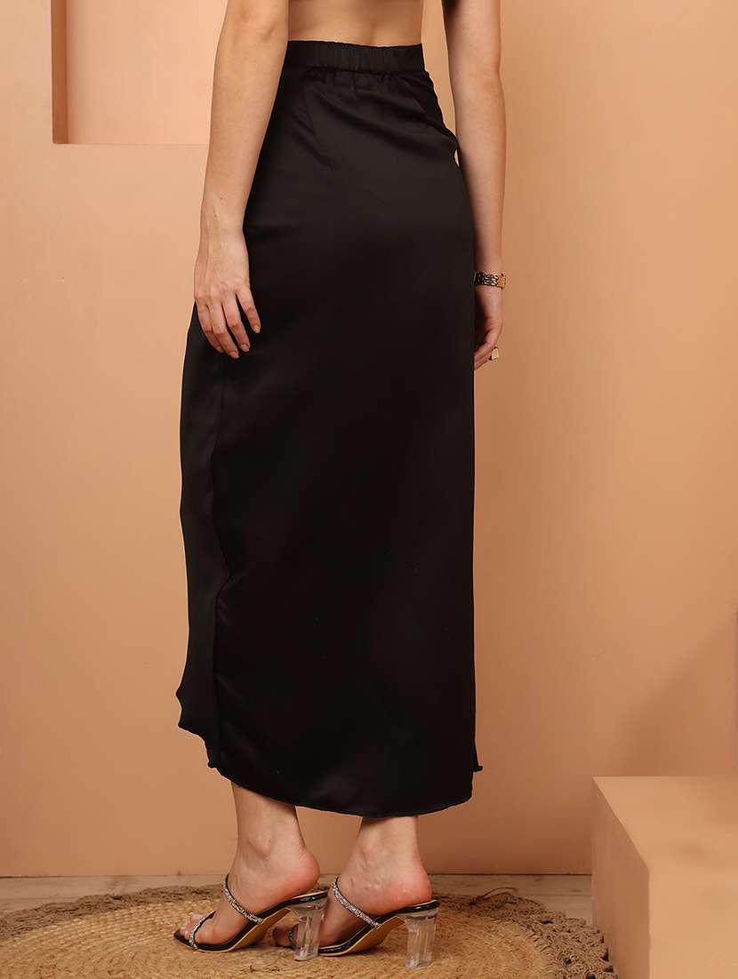 women solid high rise wrap skirt - 22330364 -  Standard Image - 1