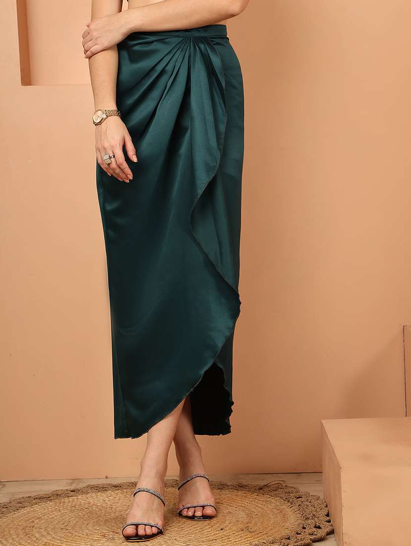 women solid high rise wrap skirt - 22330373 -  Standard Image - 1