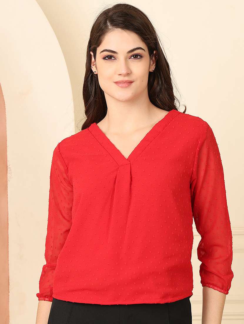 women self designed three quarter sleeve top