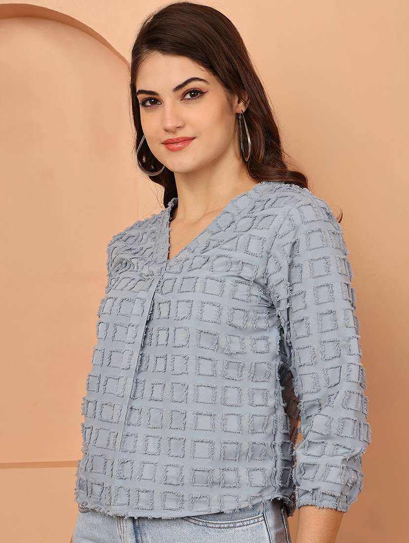 women solid three quarter sleeve regular top - 22330378 -  Standard Image - 4