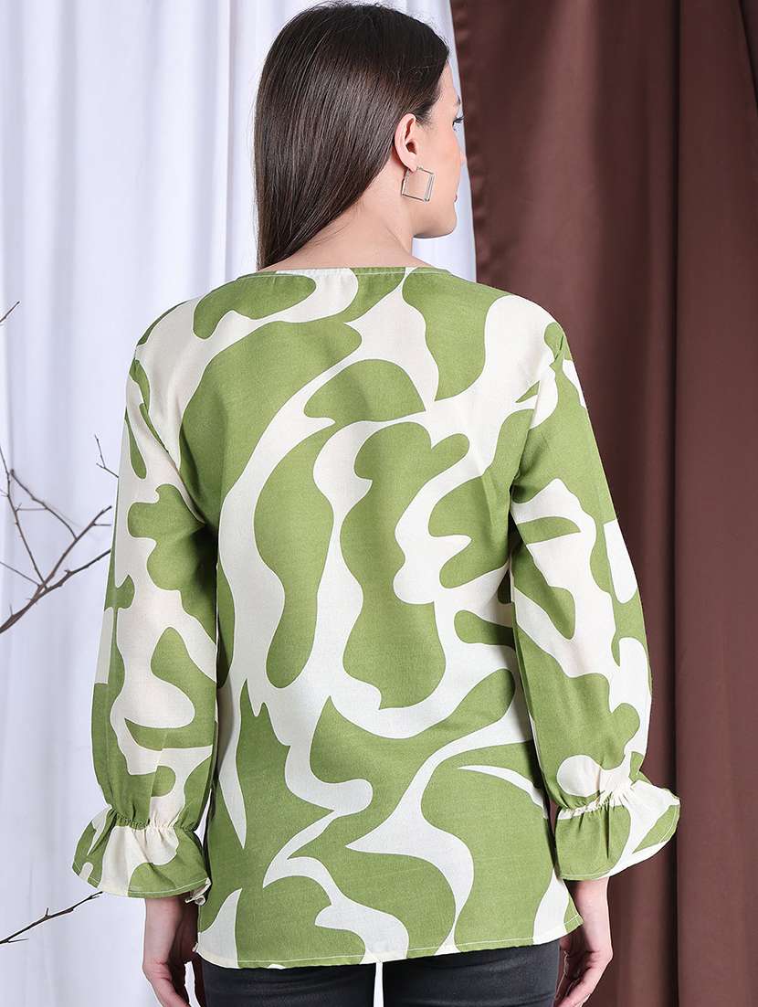 women printed puff sleeve regular top - 22330389 -  Standard Image - 4
