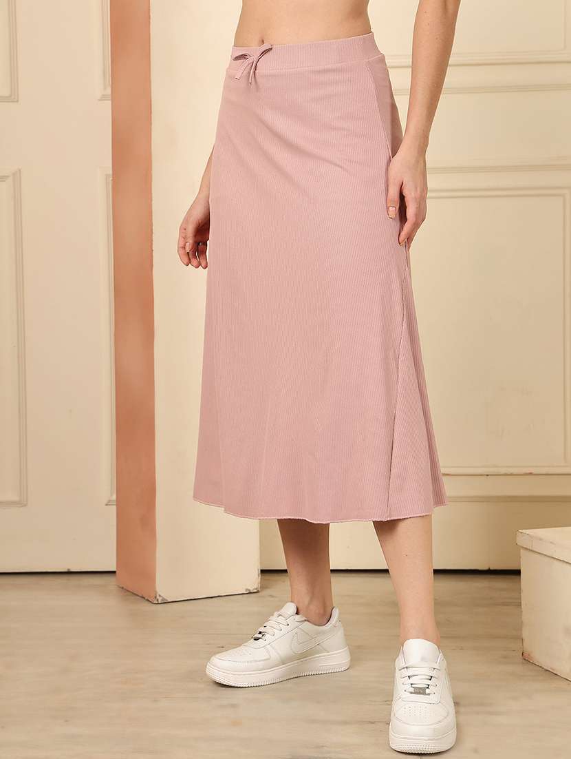 women solid mid rise a-line skirt - 22330394 -  Standard Image - 1