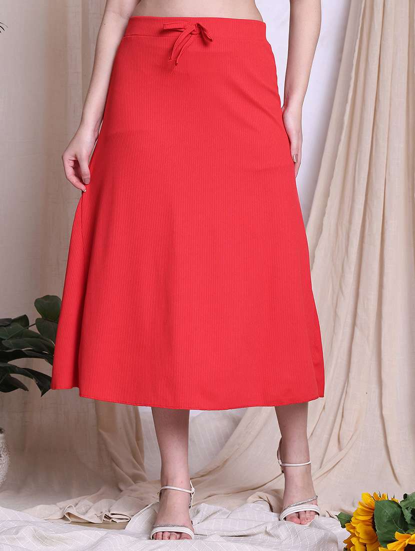women solid mid rise a-line skirt