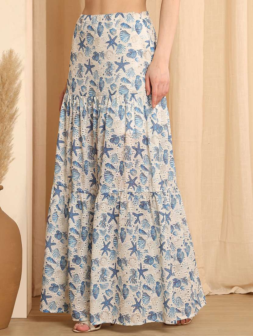 women printed high rise tiered skirt - 22330419 -  Standard Image - 1