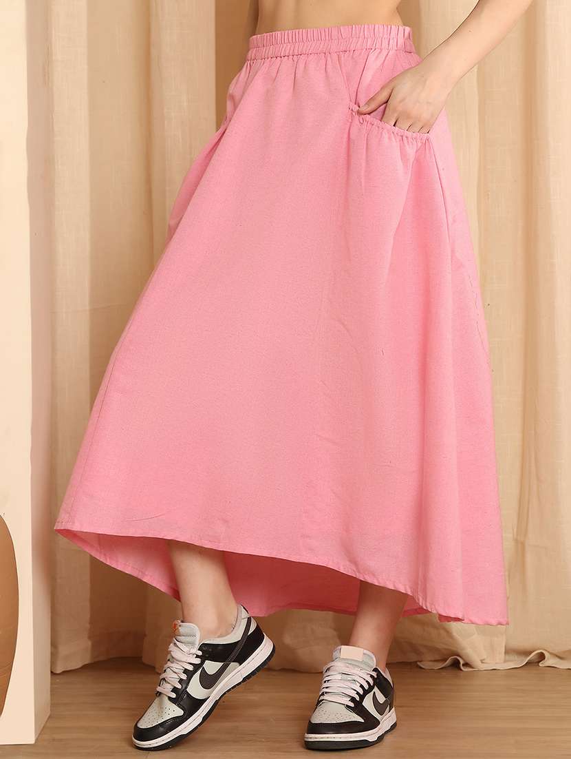 Women Solid High Rise A-line Skirt - 22330432 -  Standard Image - 1