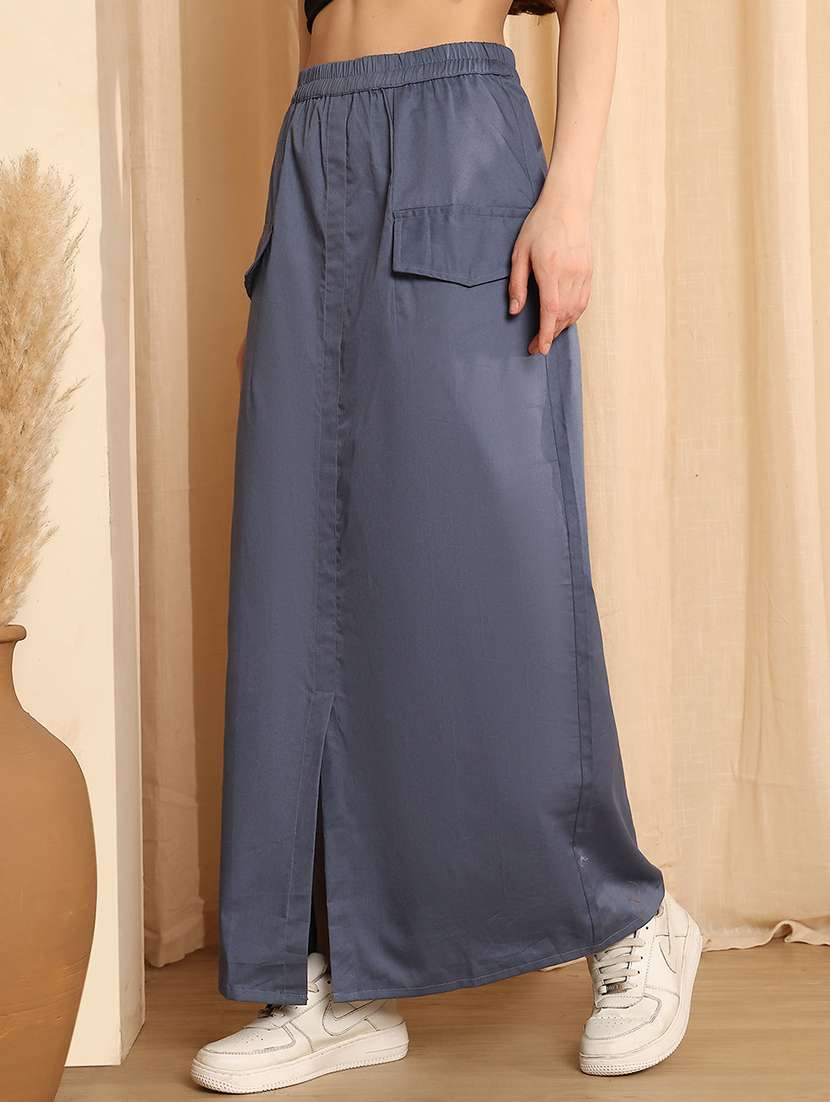 women solid high rise straight skirt - 22330439 -  Standard Image - 1