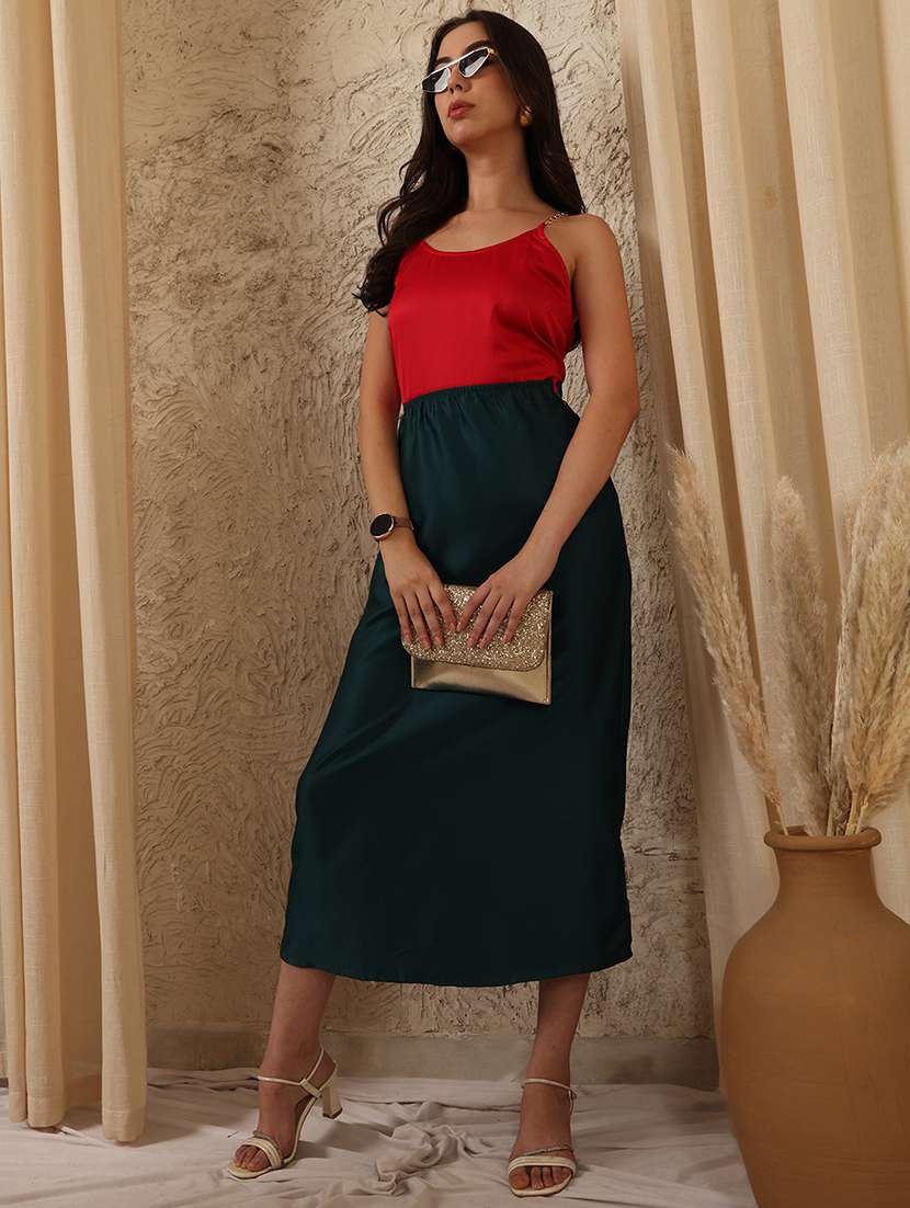 women solid high rise a-line skirt - 22330443 -  Standard Image - 1