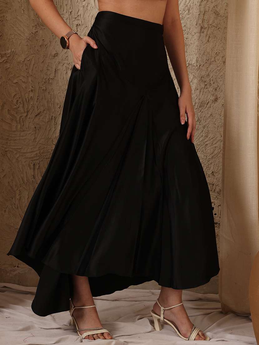 women solid high rise asymmetric skirt - 22330450 -  Standard Image - 1