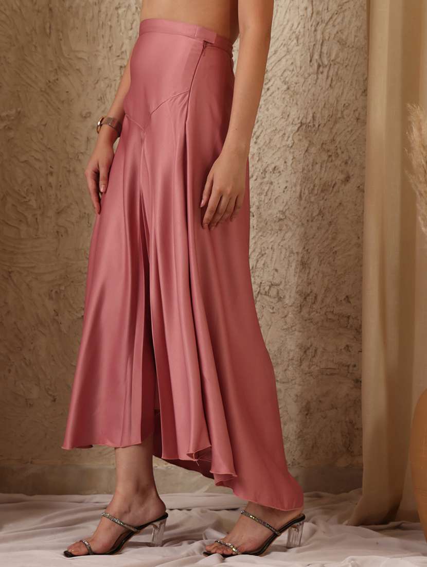 women solid high rise asymmetric skirt - 22330452 -  Standard Image - 1
