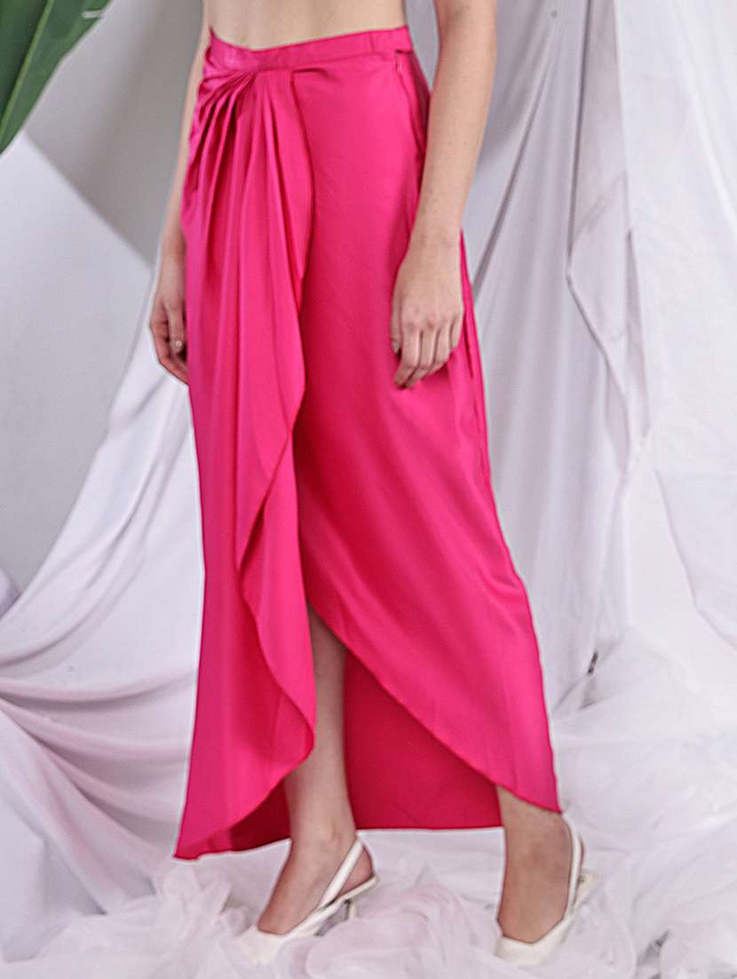 women solid high rise wrap skirt - 22330454 -  Standard Image - 1