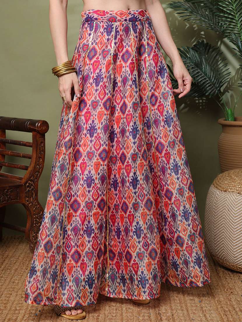 women printed mid rise flared skirt - 22330455 -  Standard Image - 1