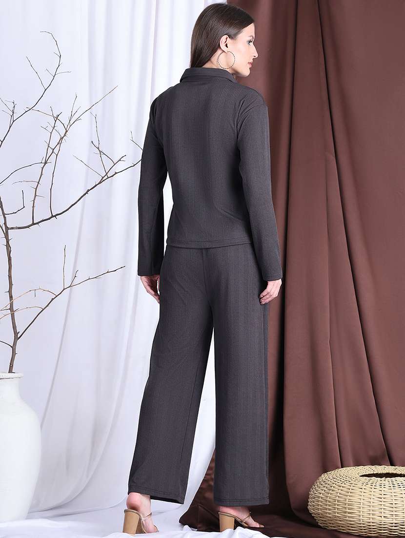 women solid top and trouser co-ord set - 22330473 -  Standard Image - 4