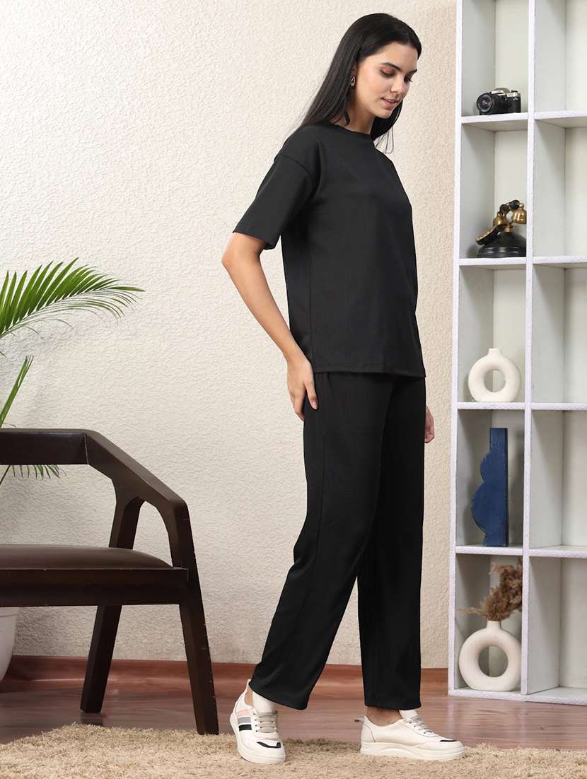 women solid top and trouser co-ord set - 22330476 -  Standard Image - 4