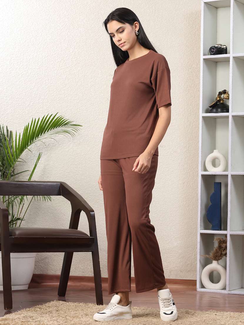 Women Solid Top And Trouser Co-ord Set - 22330477 -  Standard Image - 4