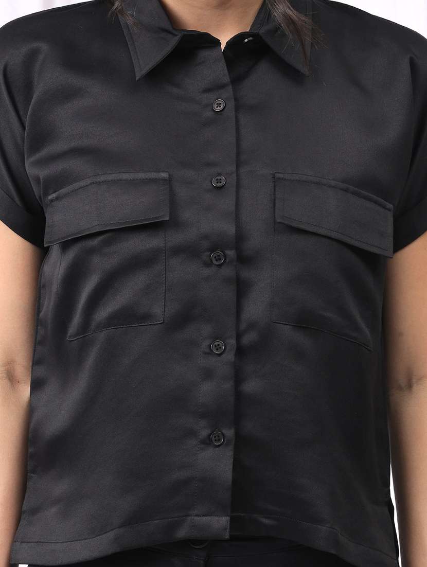 women solid shirt and trouser co-ord set - 22330490 -  Standard Image - 4
