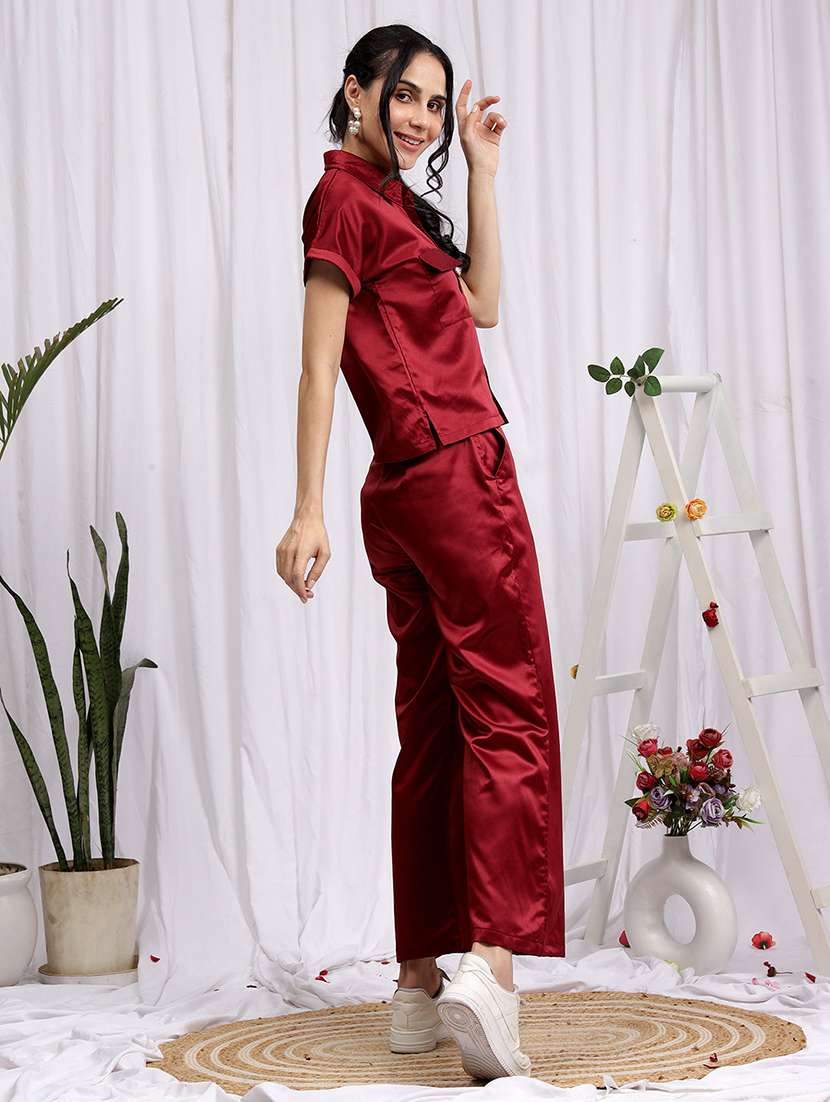 women solid shirt and trouser co-ord set - 22330494 -  Standard Image - 1