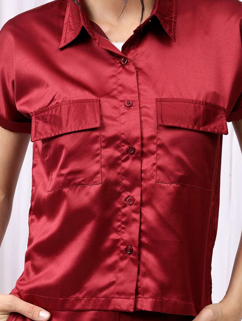 women solid shirt and trouser co-ord set - 22330494 -  Standard Image - 4