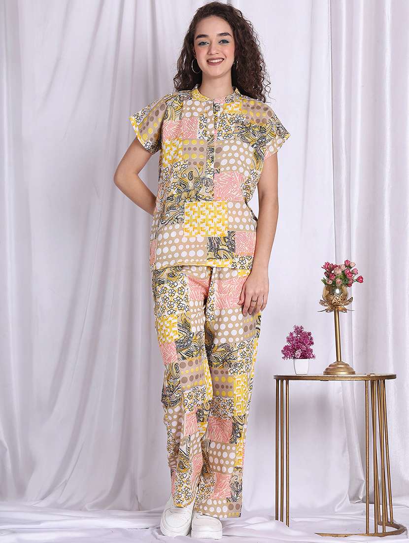 women printed top and trouser co-ord set - 22330507 -  Standard Image - 1