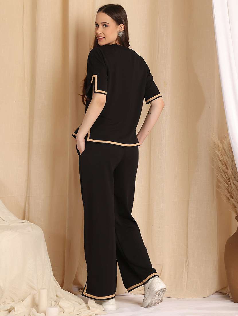 women solid top and trouser co-ord set - 22330524 -  Standard Image - 4