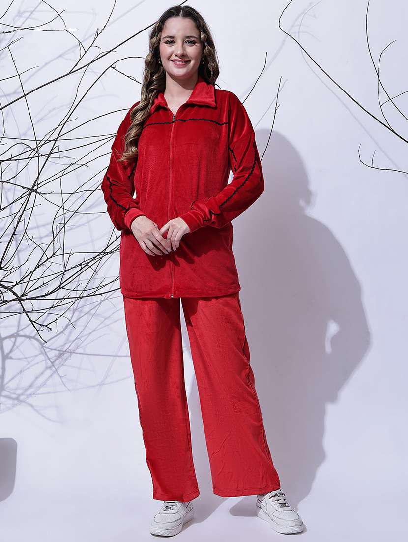 women solid long sleeve winter co-ord set - 22330535 -  Standard Image - 1