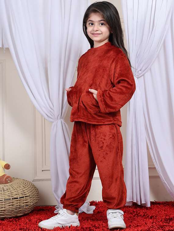 girls solid full length co-ord set - 22330550 -  Standard Image - 1