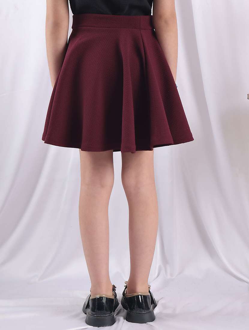 girls solid mid rise flared skirt - 22330561 -  Standard Image - 4