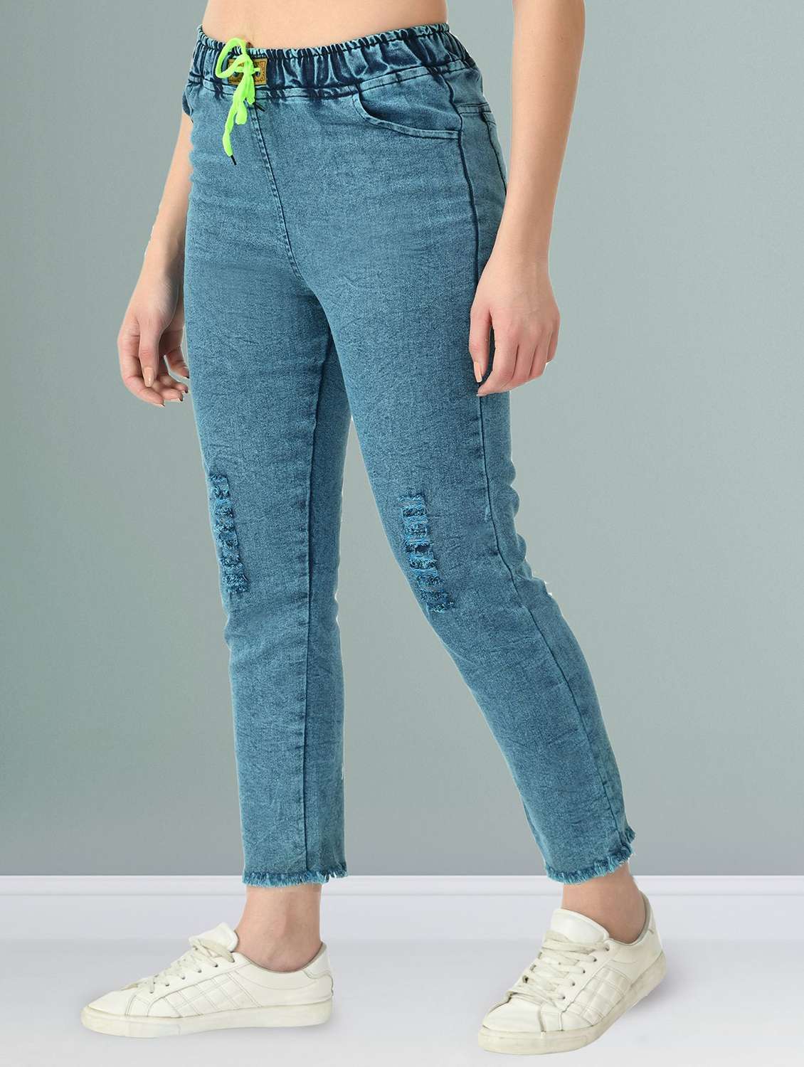 women distressed mid rise slim fit jean - 22330572 -  Standard Image - 1