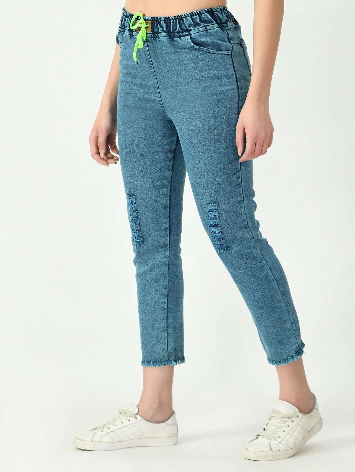 women distressed mid rise slim fit jean - 22330584 -  Standard Image - 1