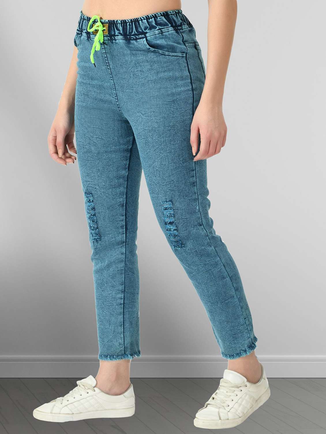 women distressed mid rise slim fit jean - 22330585 -  Standard Image - 1