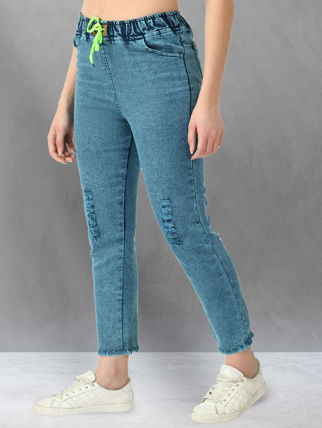 women distressed mid rise slim fit jean - 22330587 -  Standard Image - 1