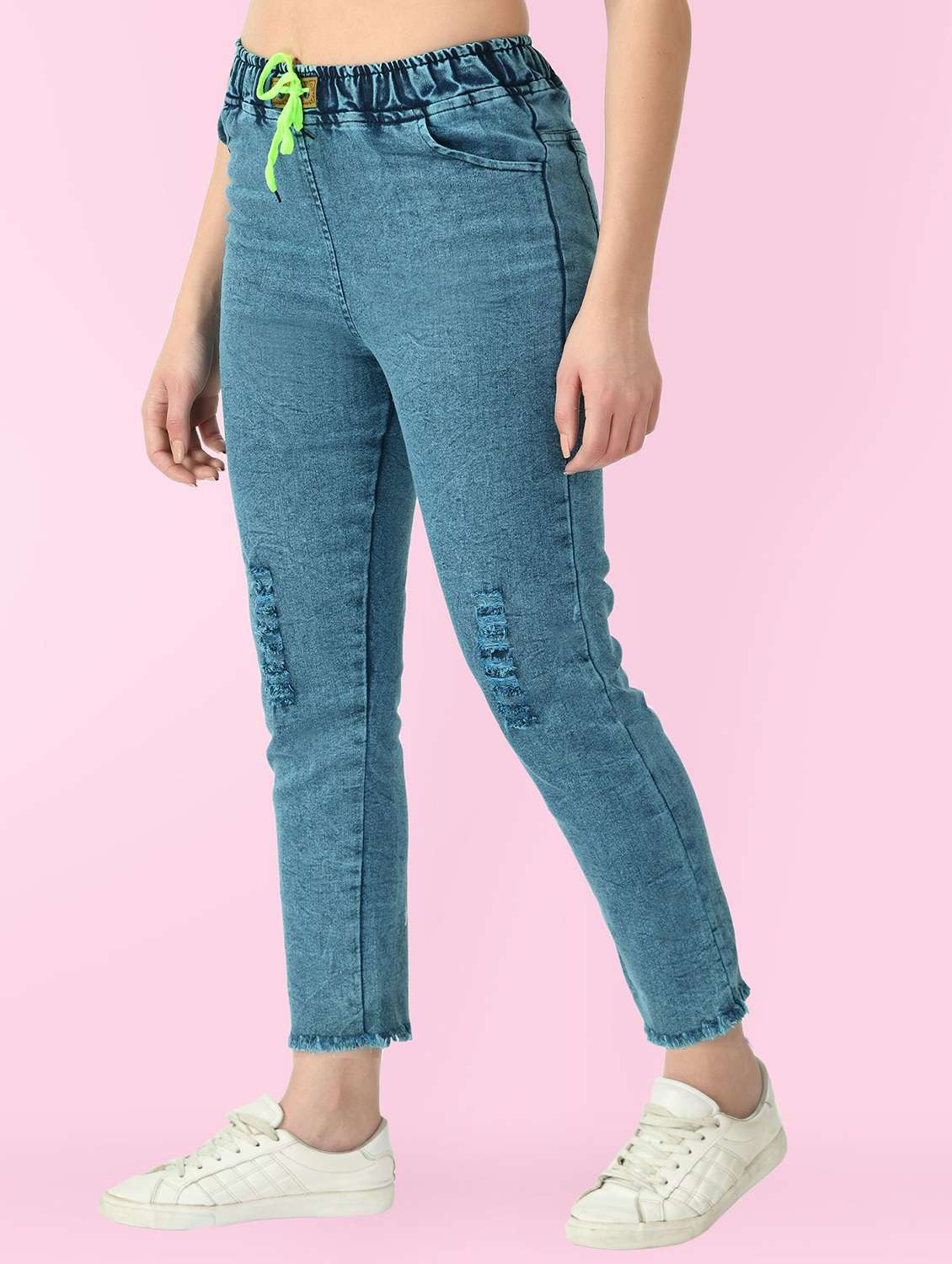 women distressed mid rise slim fit jean - 22330589 -  Standard Image - 1