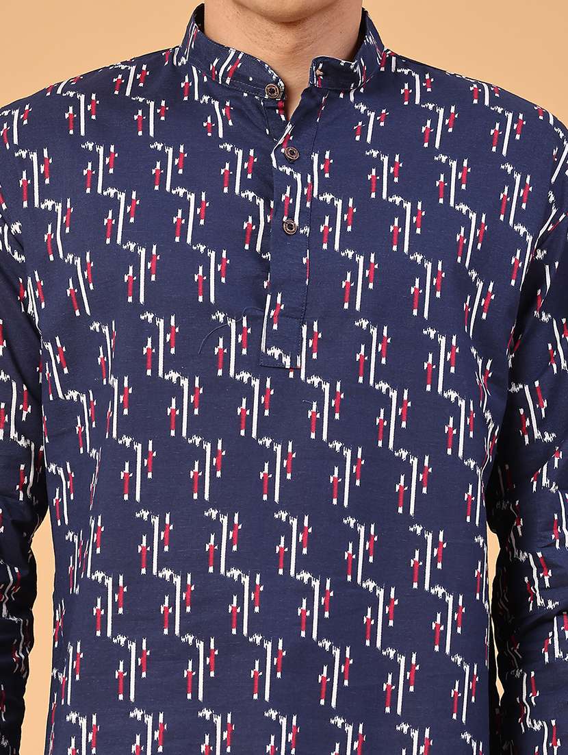 Blue Cotton Kurta - 22331185 -  Standard Image - 1
