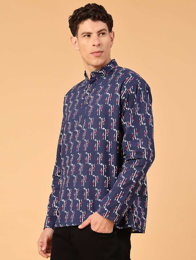 Blue Cotton Kurta - 22331185 -  Standard Image - 4