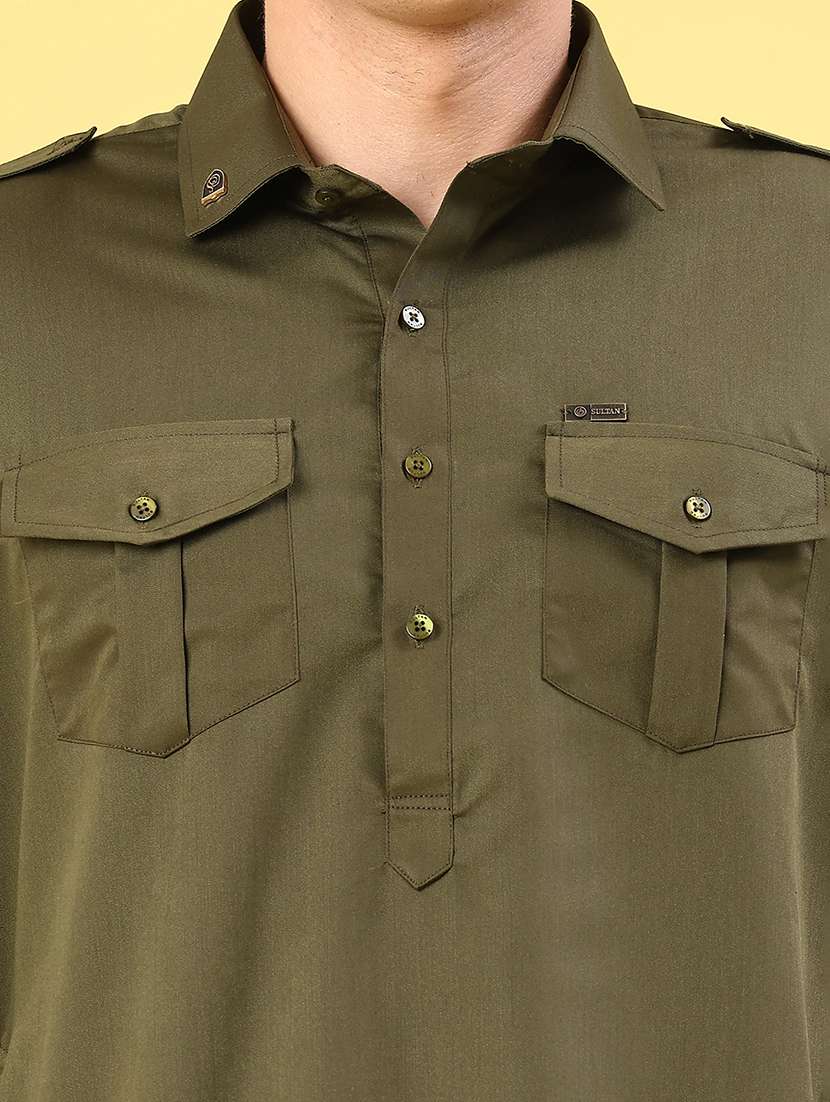 men solid long sleeve pathani ethnic wear set - 22331215 -  Standard Image - 1