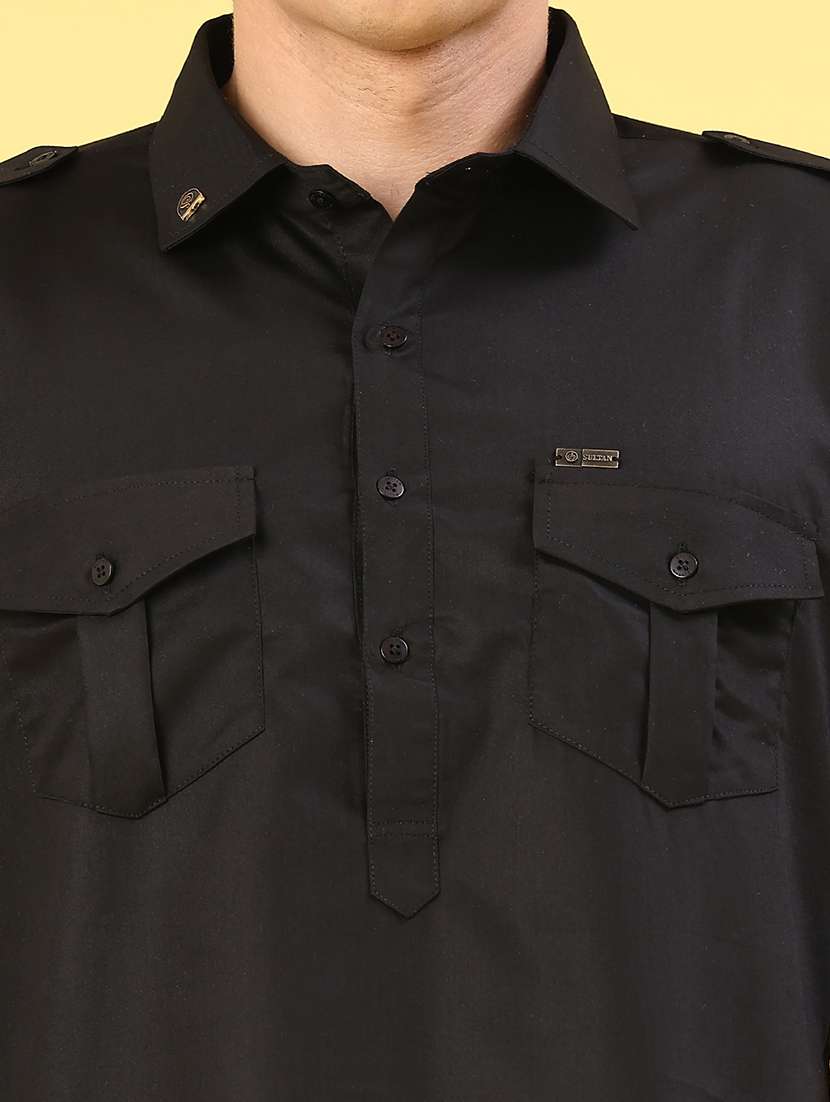 men solid long sleeve pathani ethnic wear set - 22331219 -  Standard Image - 1