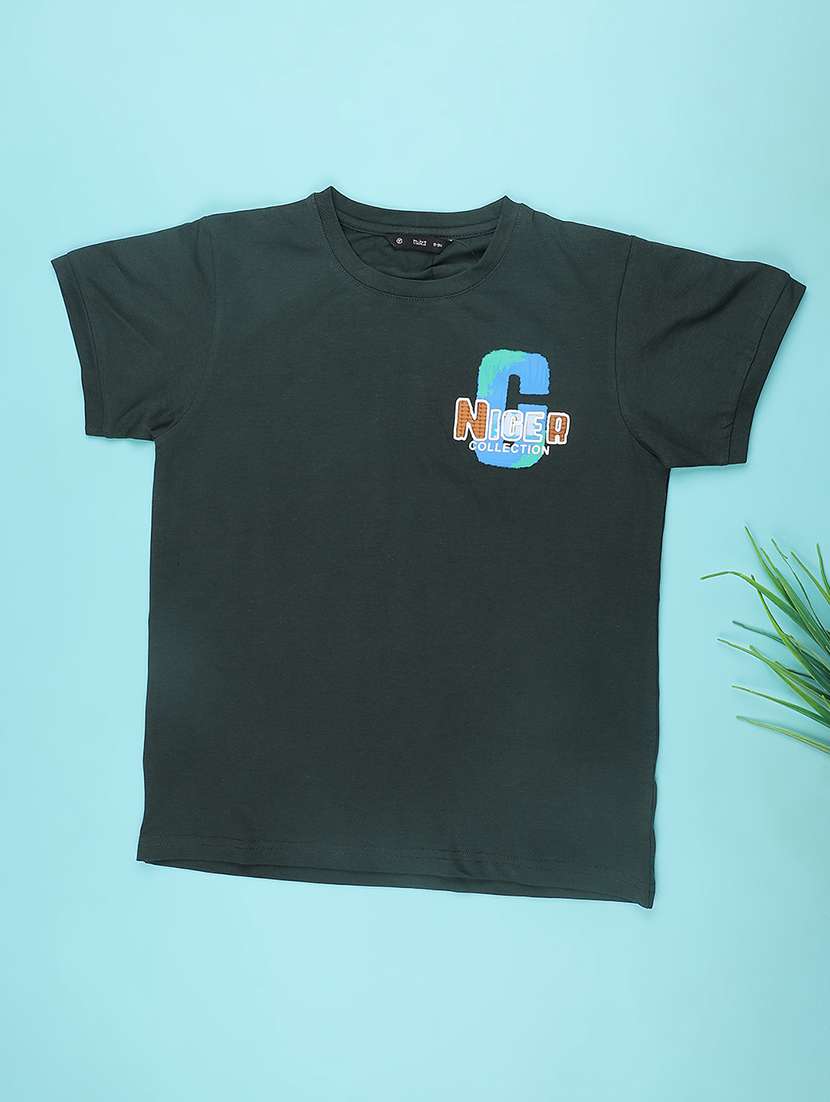 Boys Green Cotton Blend T-shirt - 22331235 -  Standard Image - 1