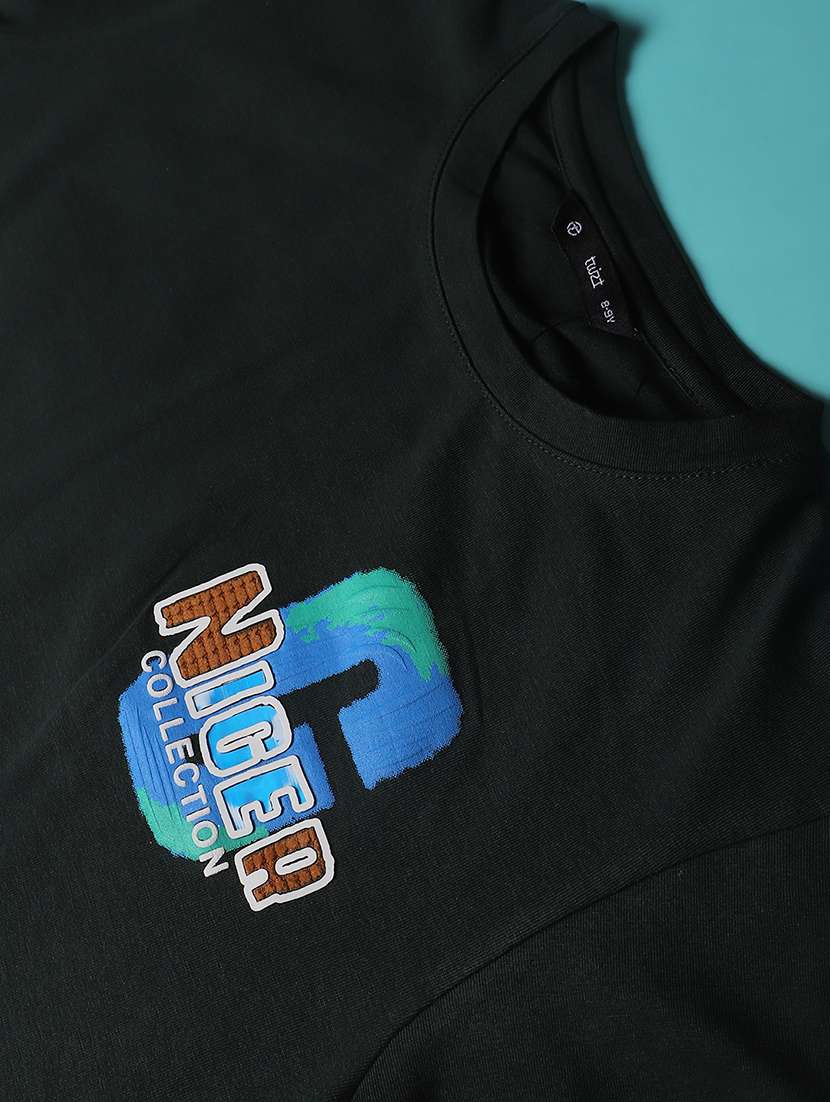Boys Green Cotton Blend T-shirt - 22331235 -  Standard Image - 4