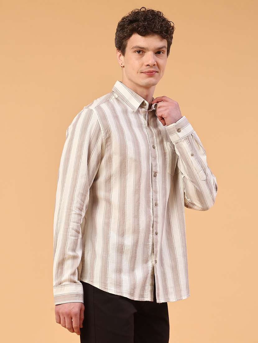 men striped long sleeve regular fit casual shirt - 22331339 -  Standard Image - 4