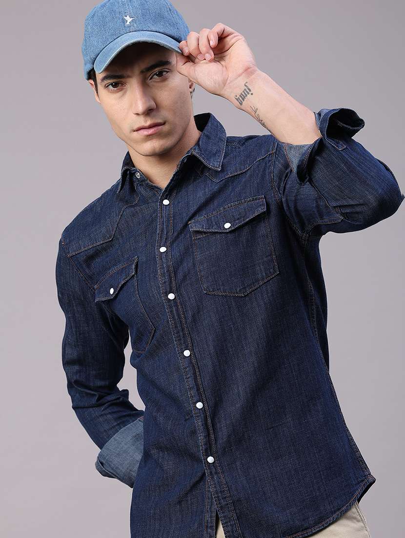 men solid long sleeve regular fit casual shirt