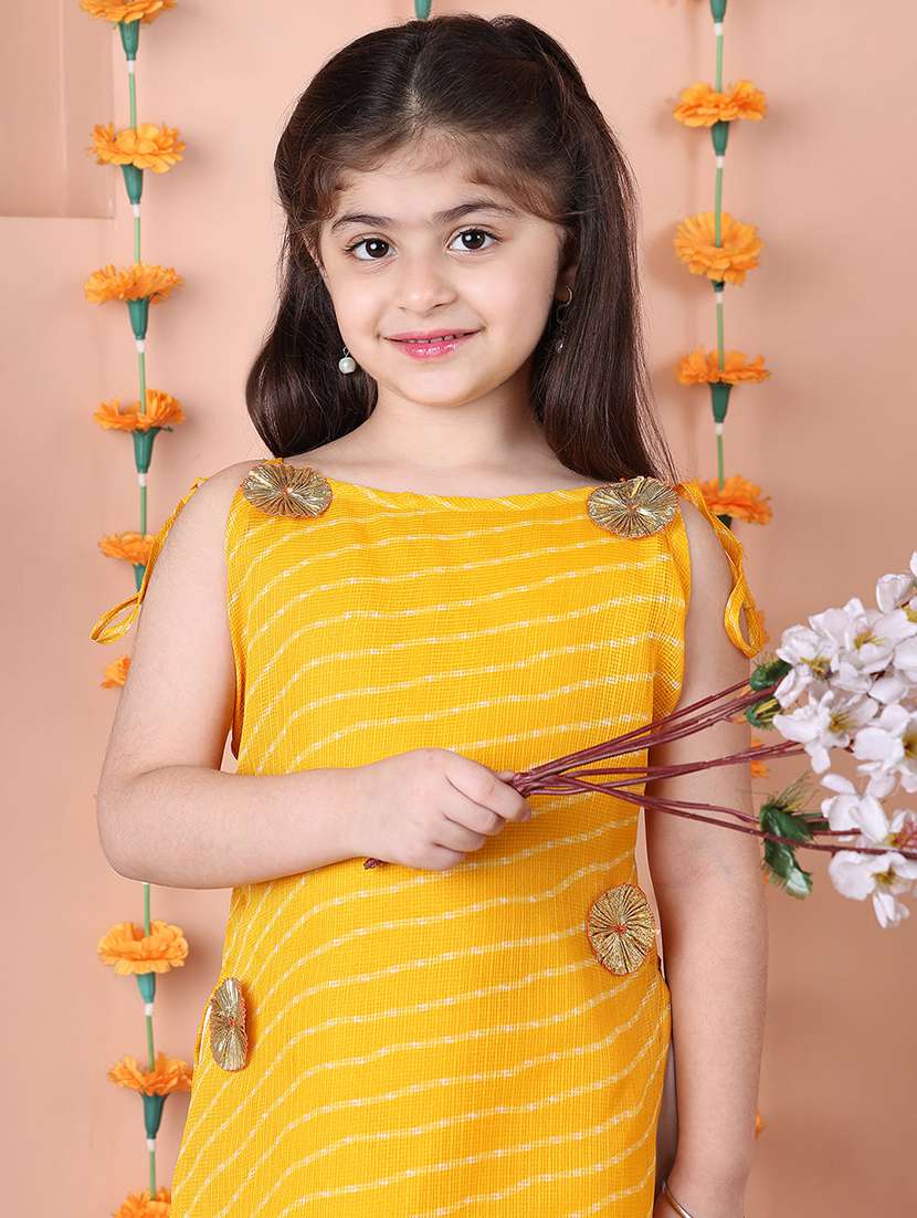 girls printed sleeveless kurta and sharara set  - 22331425 -  Standard Image - 1