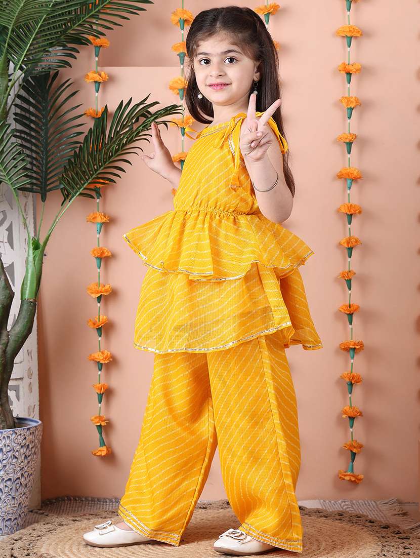 girls printed sleeveless kurta and palazzo set  - 22331428 -  Standard Image - 1