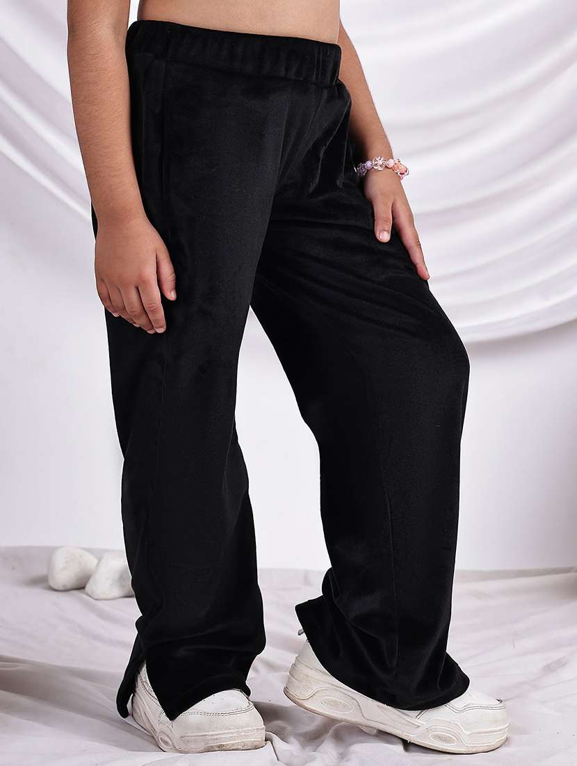 girls solid mid rise ruched straight trouser - 22331435 -  Standard Image - 1