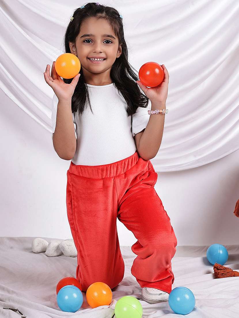 girls solid mid rise straight trouser - 22331436 -  Standard Image - 4