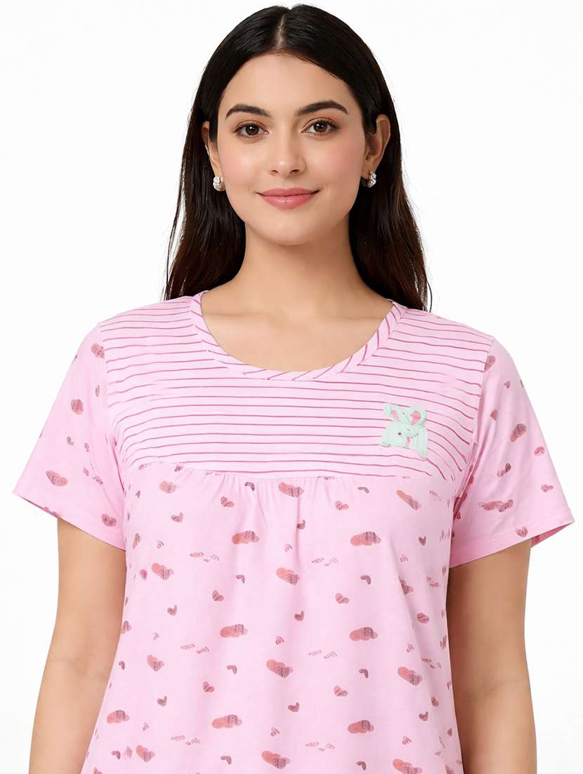 women printed nightwear shorts set - 22331444 -  Standard Image - 4