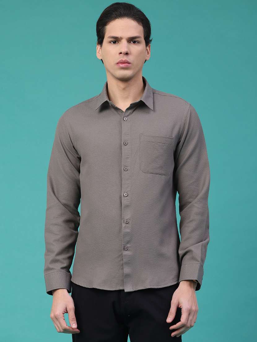 men solid long sleeve regular fit casual shirt - 22331445 -  Standard Image - 1