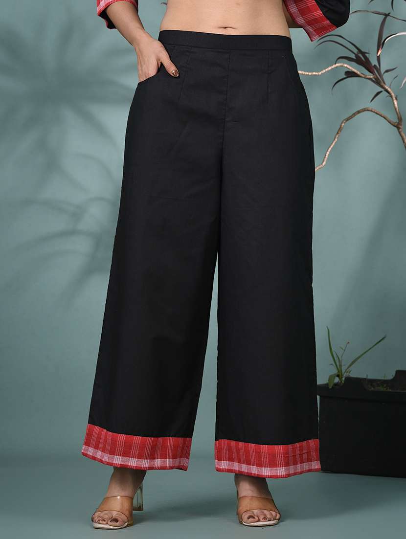 women solid three quarter sleeve kurta palazzo set - 22331450 -  Standard Image - 4