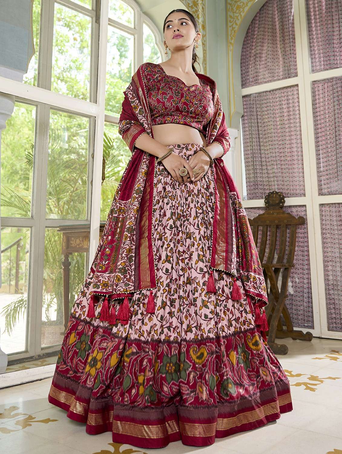 women printed semi-stitched flared lehenga - 22331472 -  Standard Image - 1