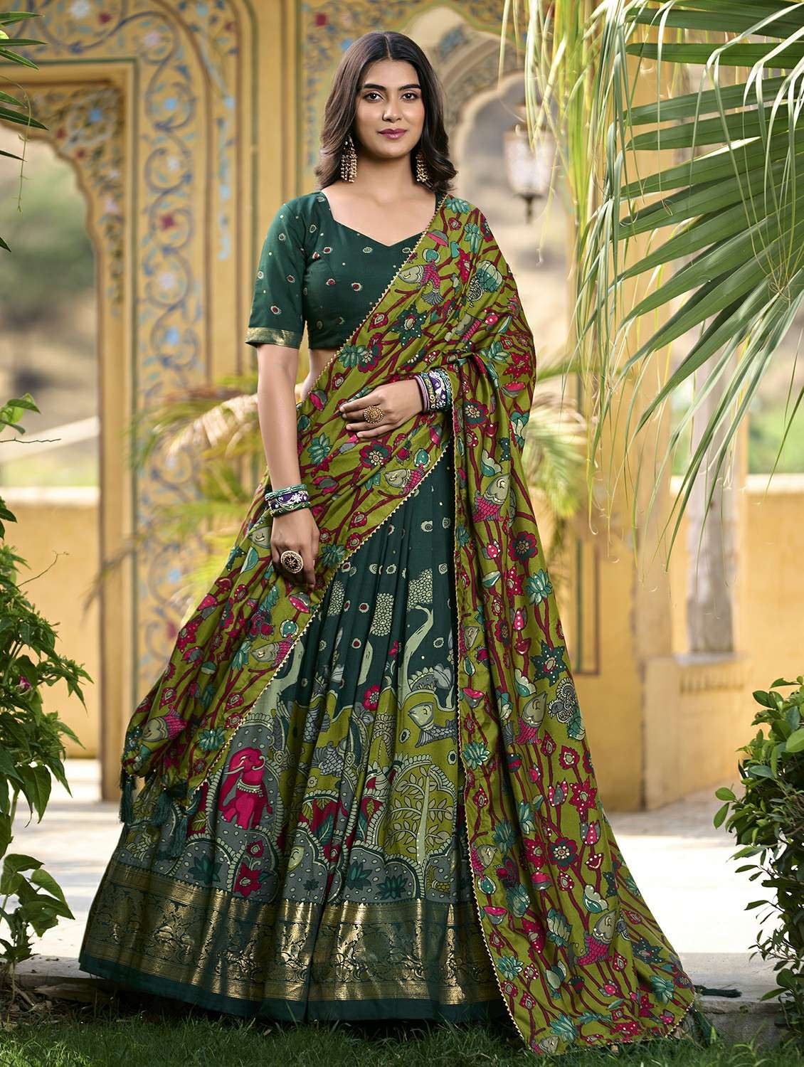 women printed semi-stitched flared lehenga - 22331478 -  Standard Image - 1